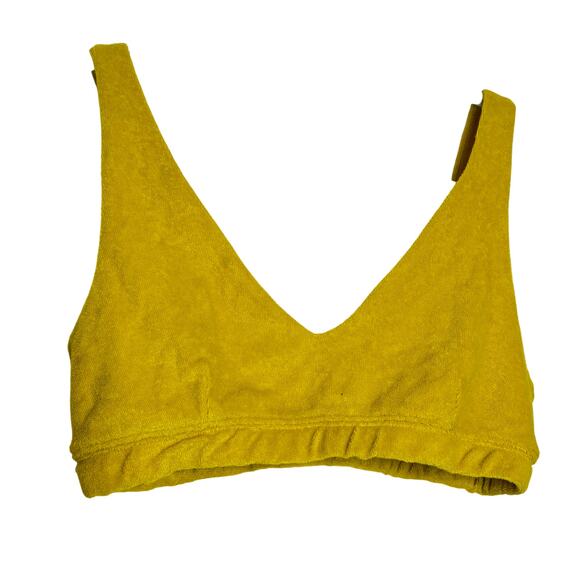 OFFLINE by Aerie Terry Sports Bra Size Large NWT Green Rush Plunge Neck - Picture 2 of 7